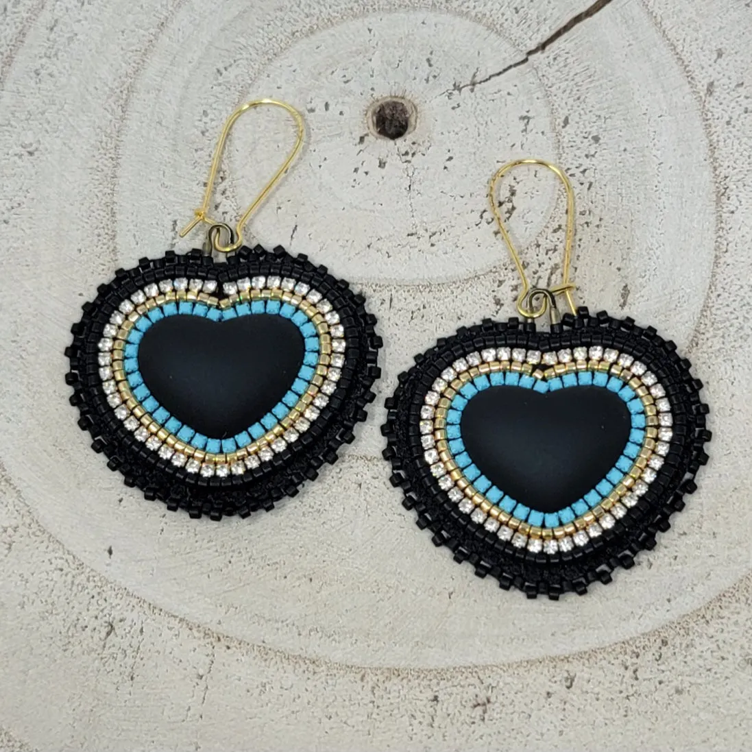 Beth Rose Designs Matte Cab Heart Earrings