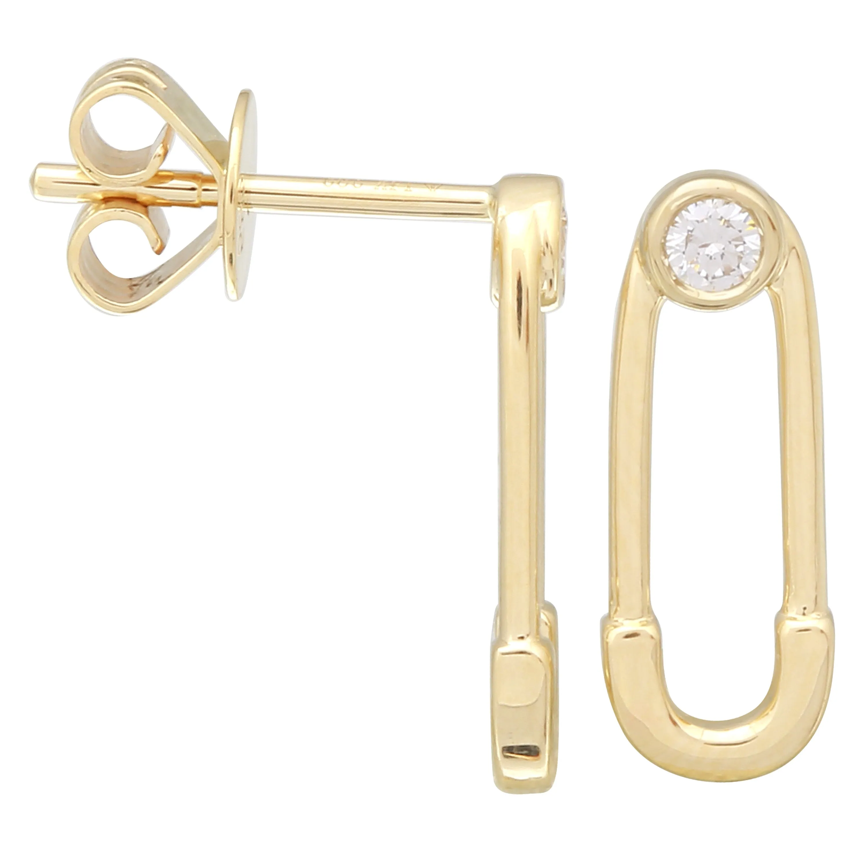 Bezel Safety Pin Earrings