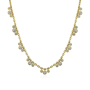 Bezel Set Diamond Dangle Cluster Necklace