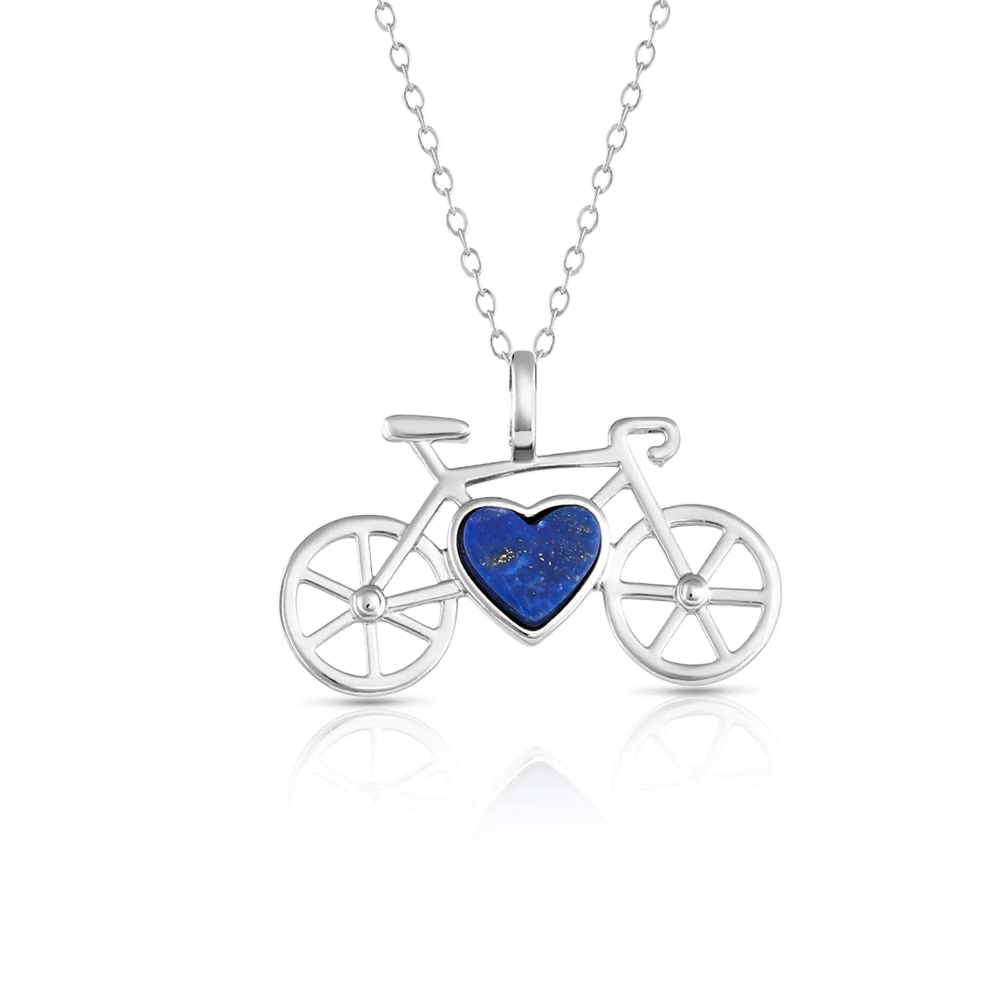 Bike Pendant Necklace in Lapis Lazuli