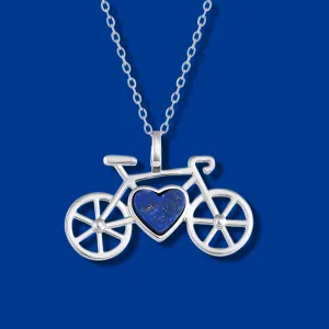 Bike Pendant Necklace in Lapis Lazuli