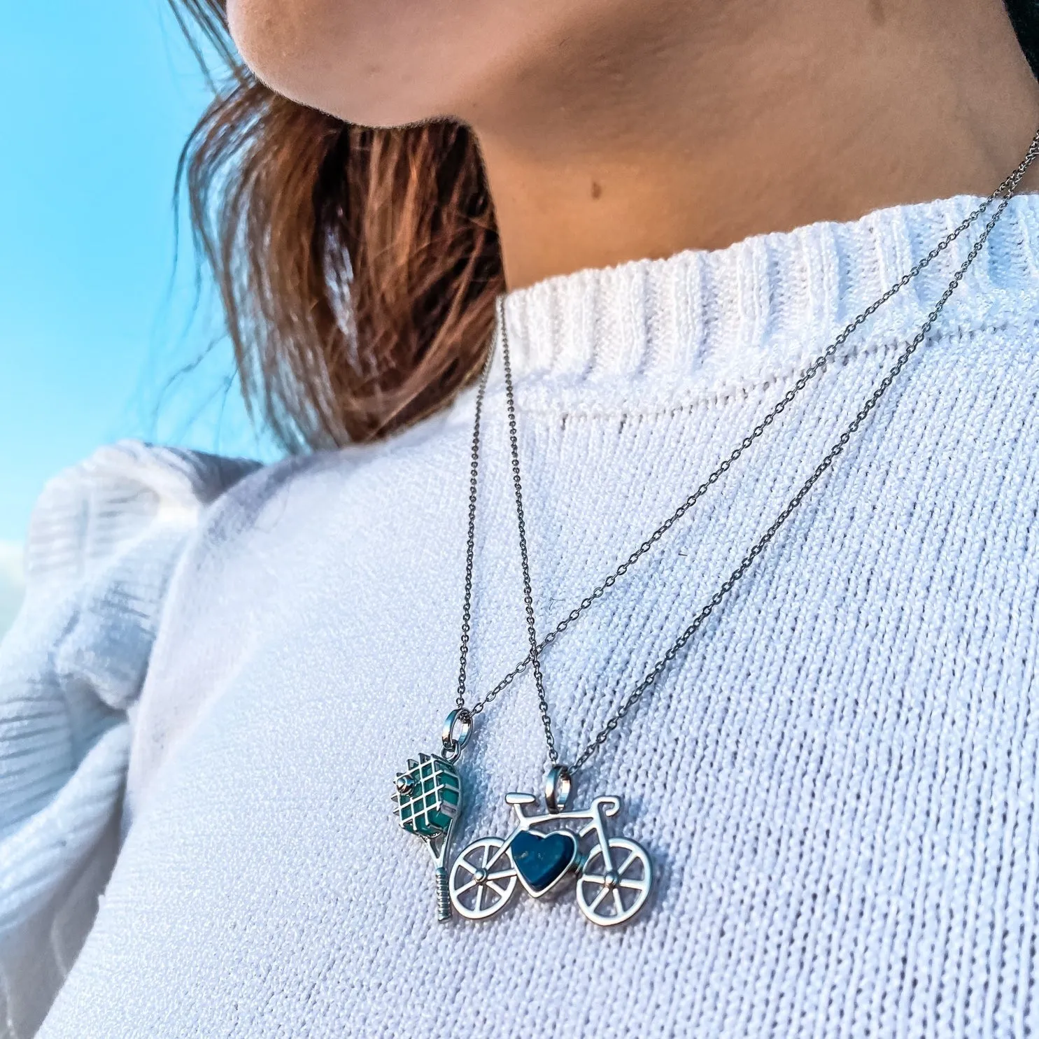 Bike Pendant Necklace in Lapis Lazuli