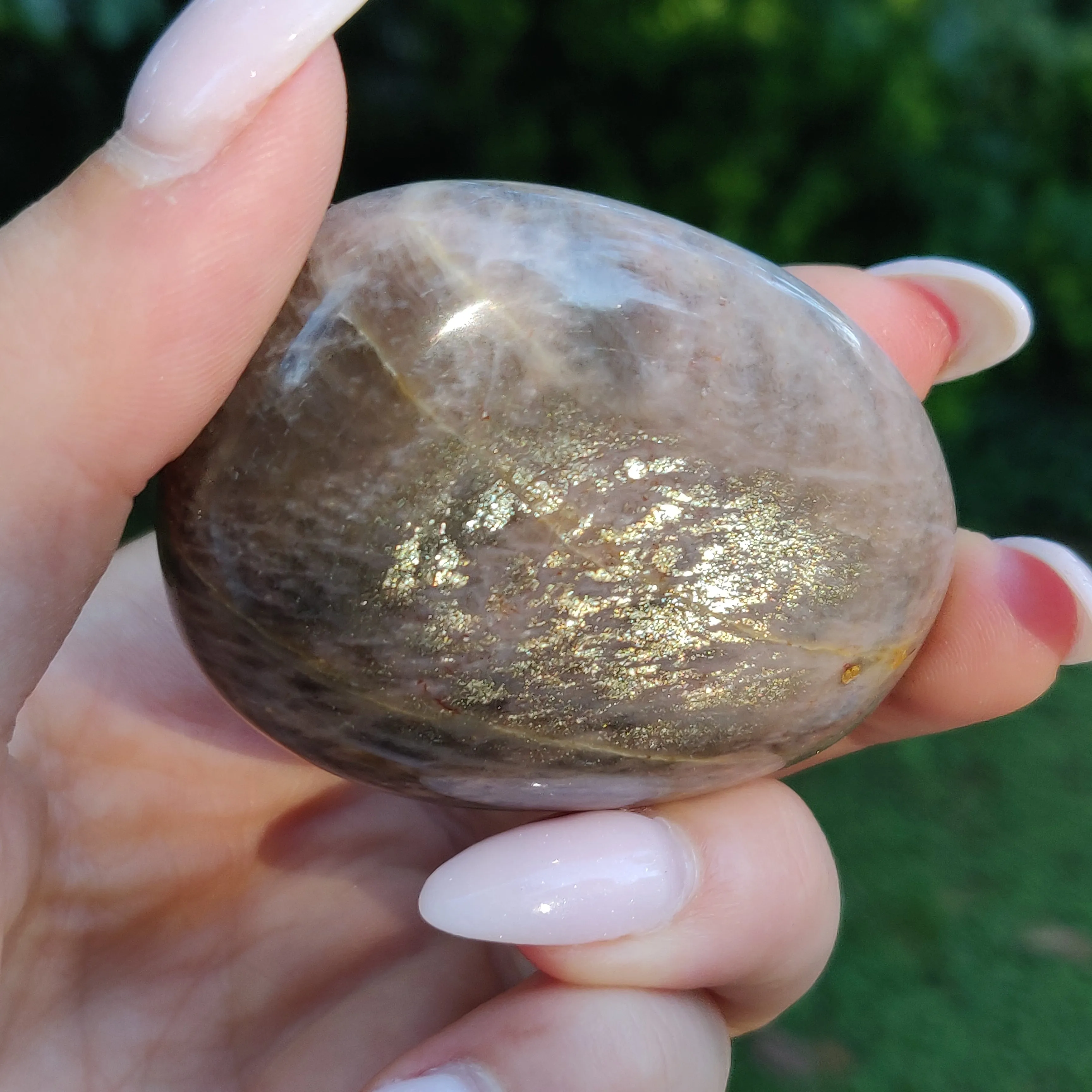 Black Moonstone Palm Stone, Flashy Black Moonstone (#20)