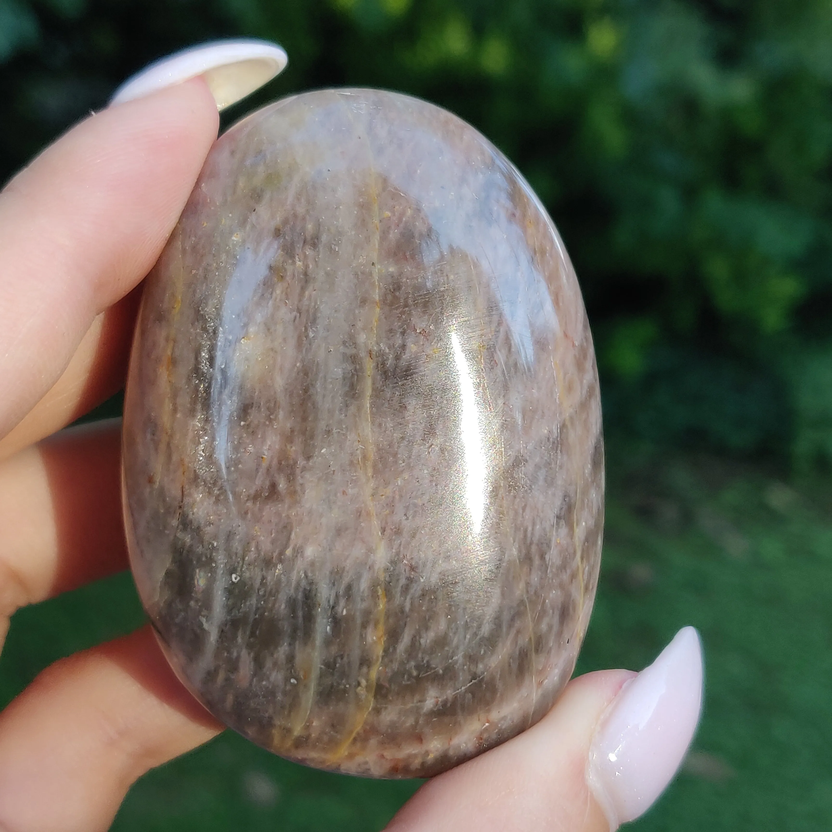 Black Moonstone Palm Stone, Flashy Black Moonstone (#20)