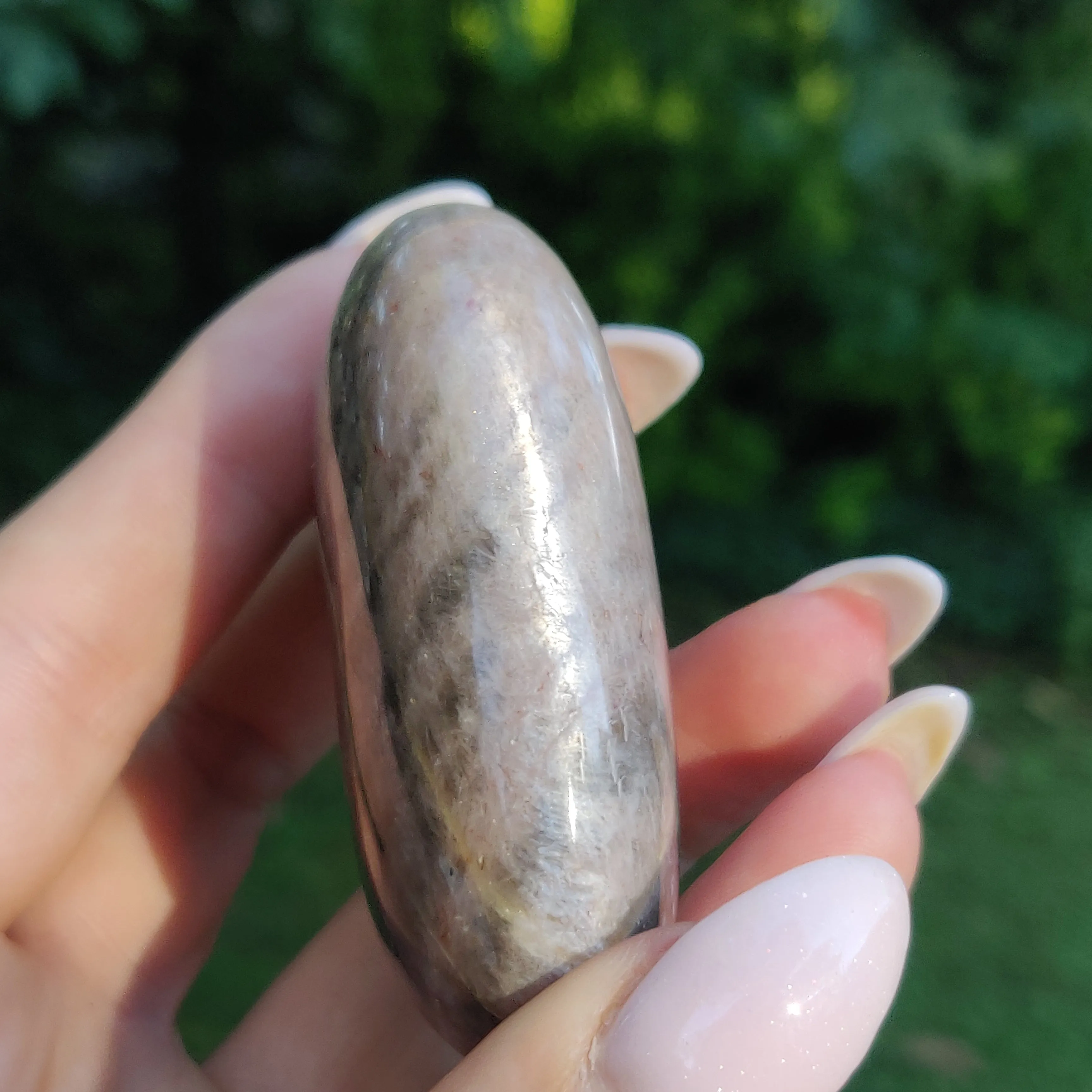 Black Moonstone Palm Stone, Flashy Black Moonstone (#20)