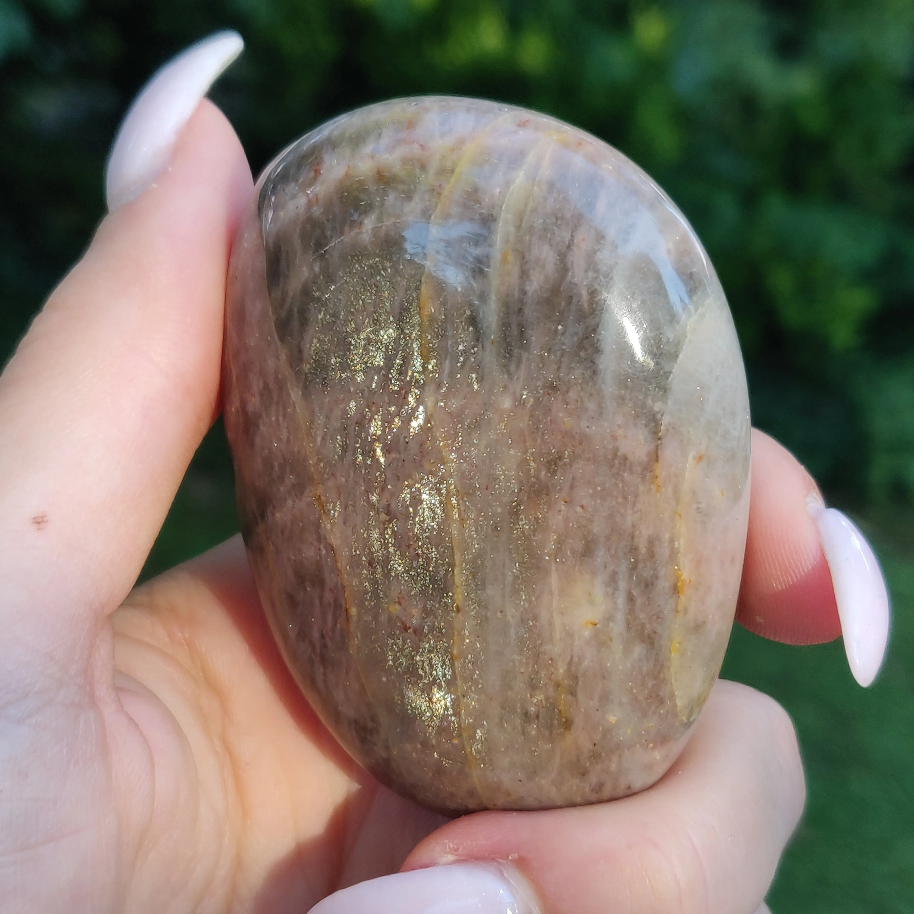 Black Moonstone Palm Stone, Flashy Black Moonstone (#20)