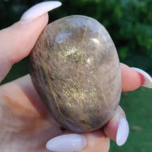 Black Moonstone Palm Stone, Flashy Black Moonstone (#20)