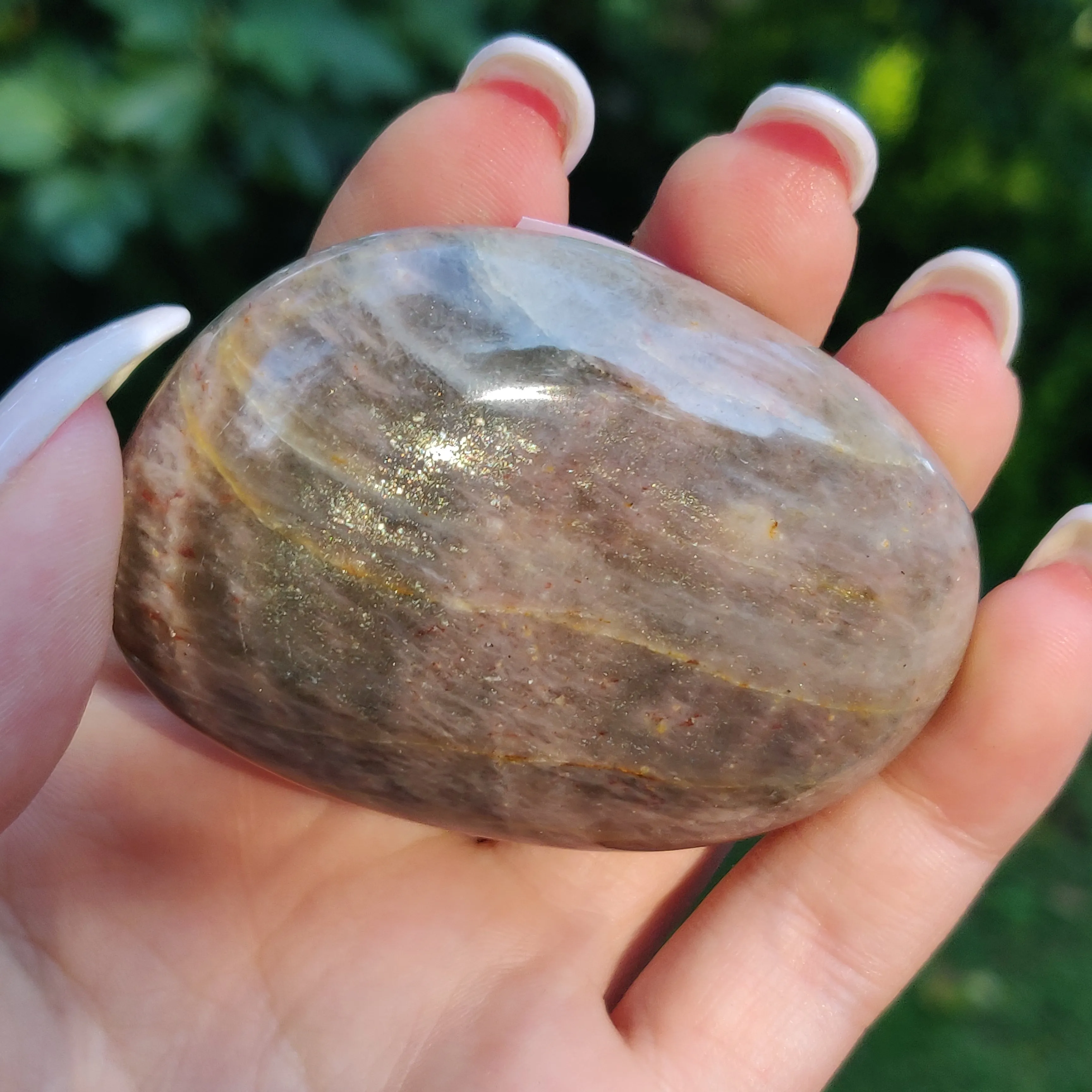 Black Moonstone Palm Stone, Flashy Black Moonstone (#20)