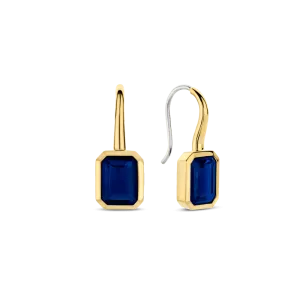 Blue Stone Drop Earrings - Gold - 7892BY