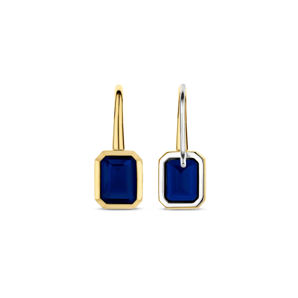 Blue Stone Drop Earrings - Gold - 7892BY