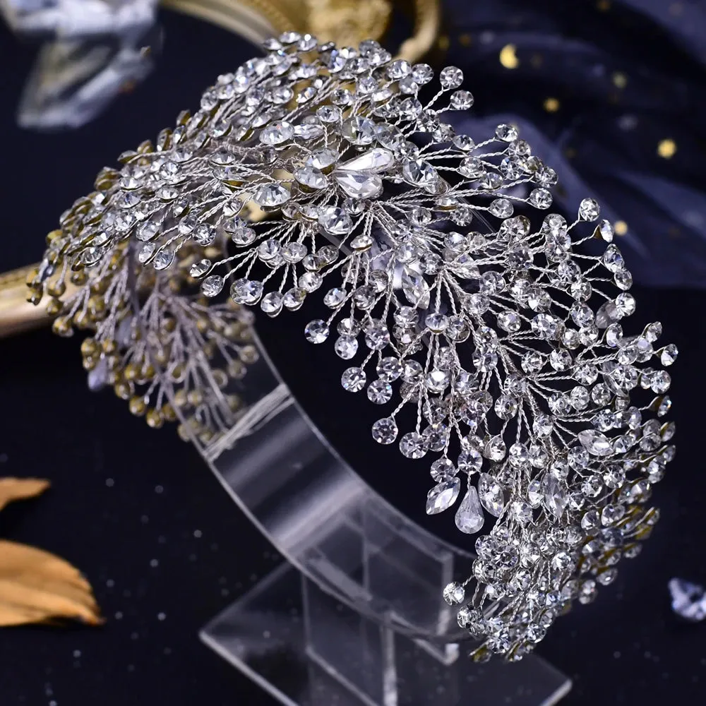 Bridal Crown Crystal Headband for Women Tiara and Headdress Wedding Hair Accessories