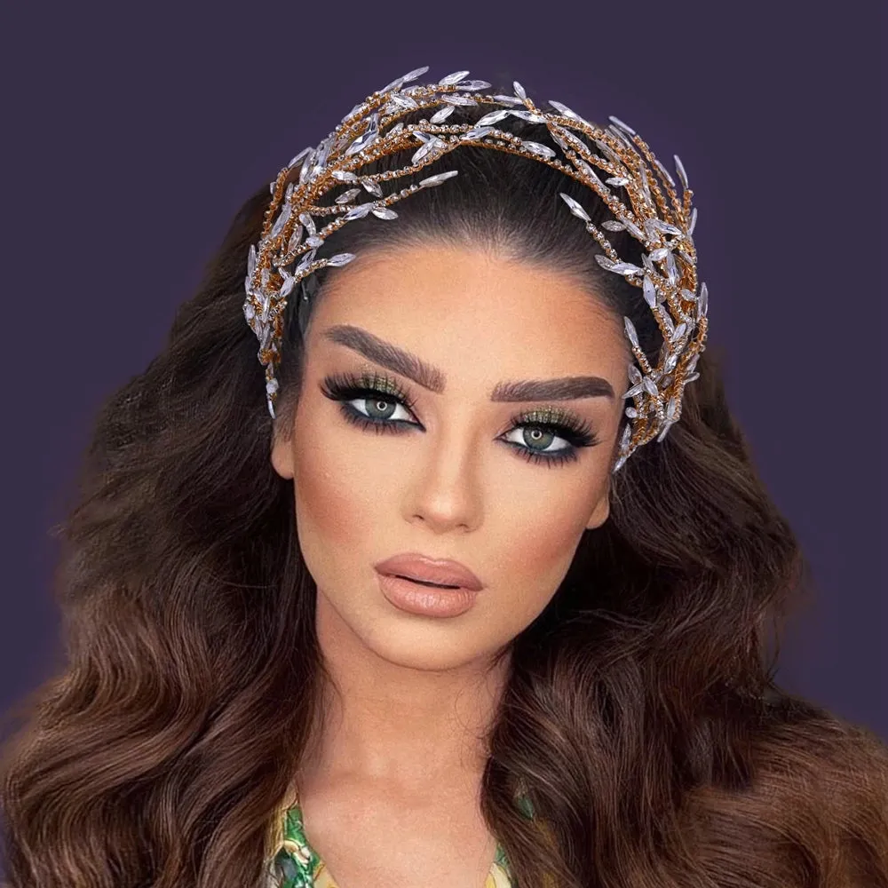 Bridal Crown Crystal Headband for Women Tiara and Headdress Wedding Hair Accessories