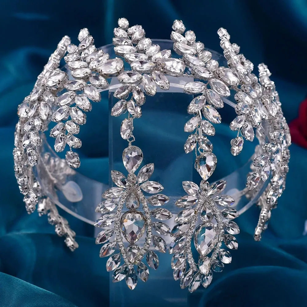 Bridal Headband Crown Crystal Leaf Bridal Wedding Hair Accessories