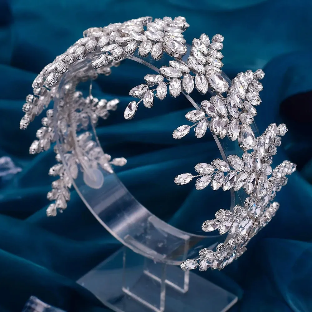 Bridal Headband Crown Crystal Leaf Bridal Wedding Hair Accessories