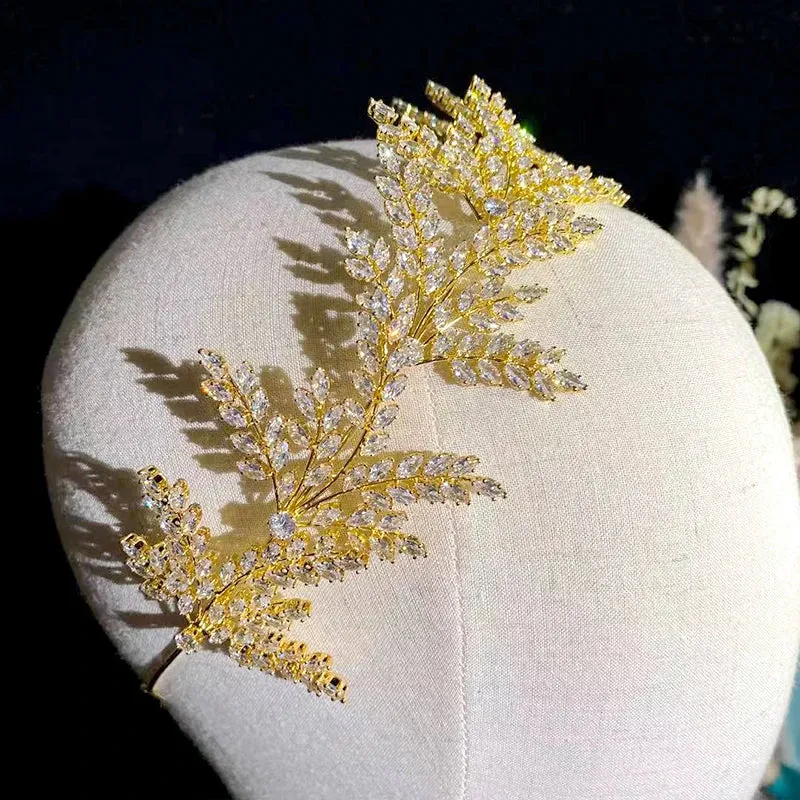 Bridal Headband Fashion Crystal Leaf Hair Band