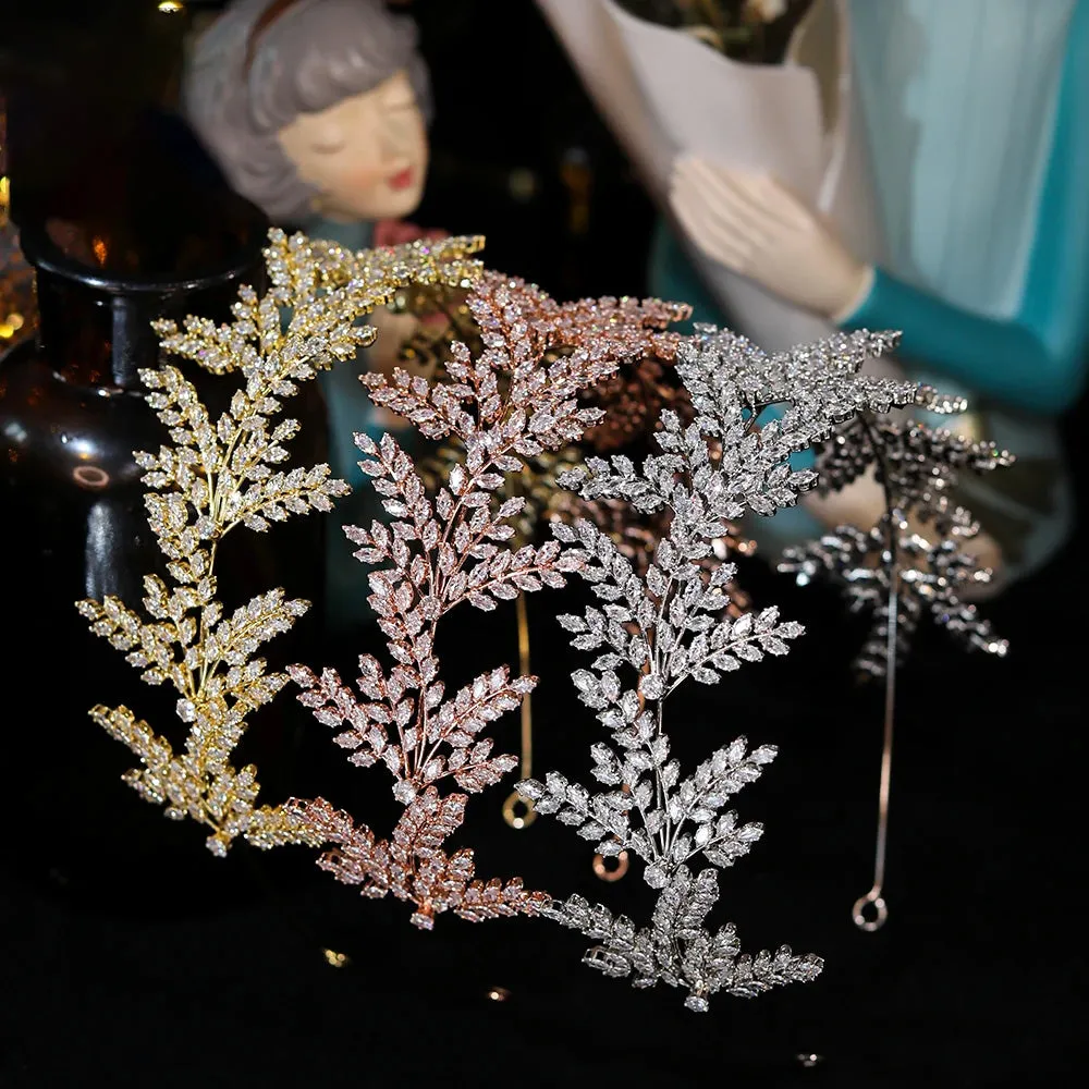 Bridal Headband Fashion Crystal Leaf Hair Band