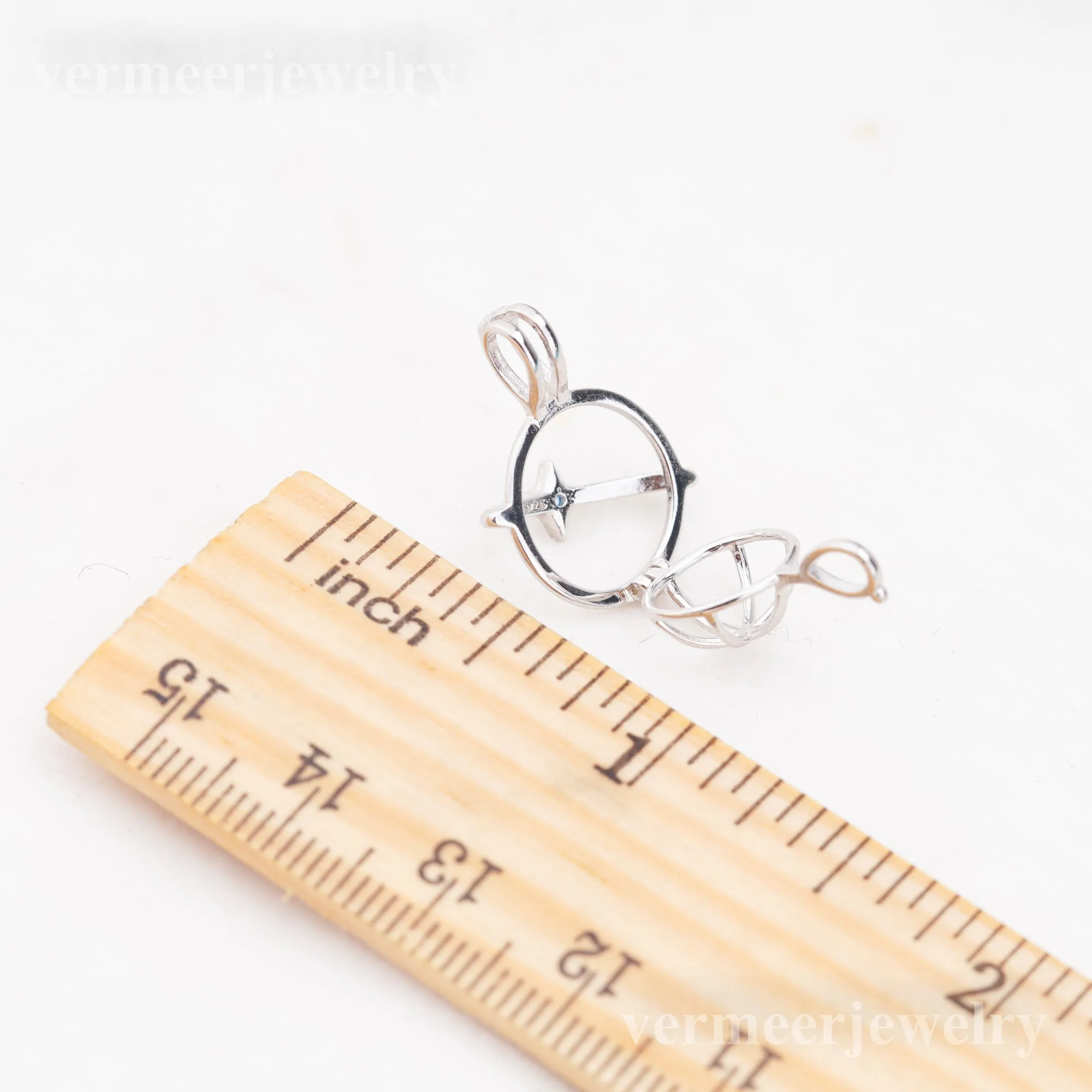 C030087 sterling silver Freshwater pearl cage pendant necklace jewelry locket for pearl party