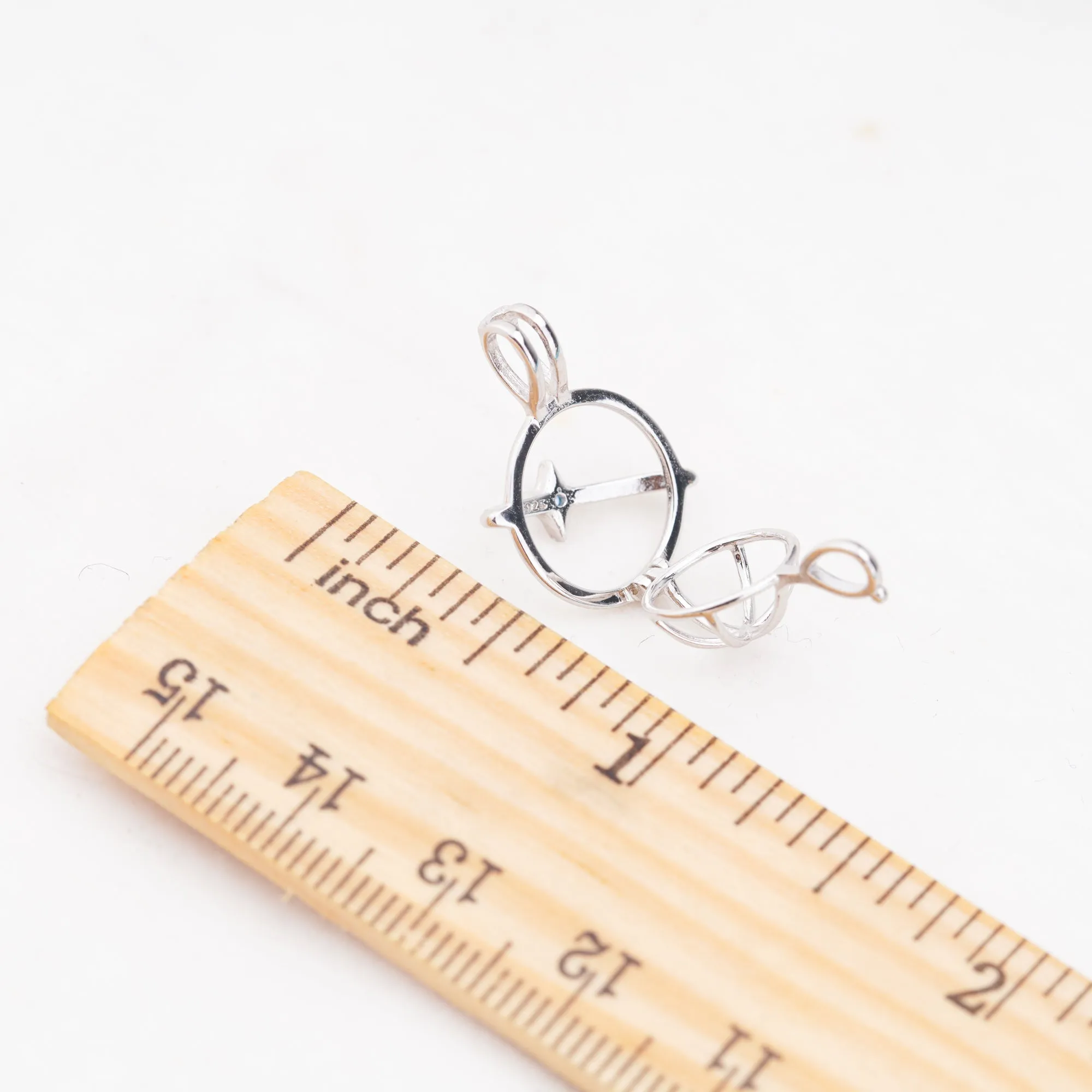C030087 sterling silver Freshwater pearl cage pendant necklace jewelry locket for pearl party