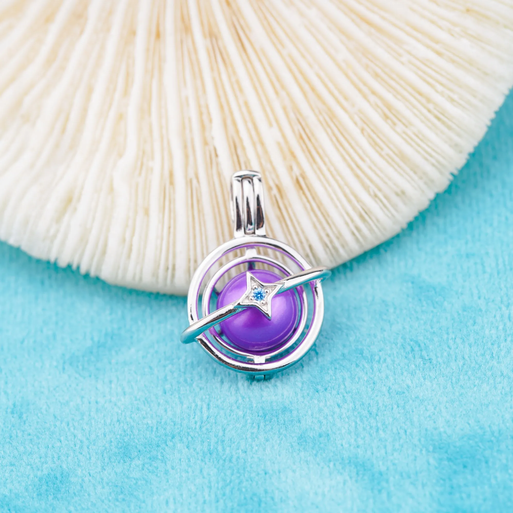 C030087 sterling silver Freshwater pearl cage pendant necklace jewelry locket for pearl party