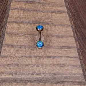 Capri Blue Opal Navel in a Bezel Setting  (4mm/4mm)