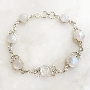Celtic Rainbow Moonstone Silver Braclet