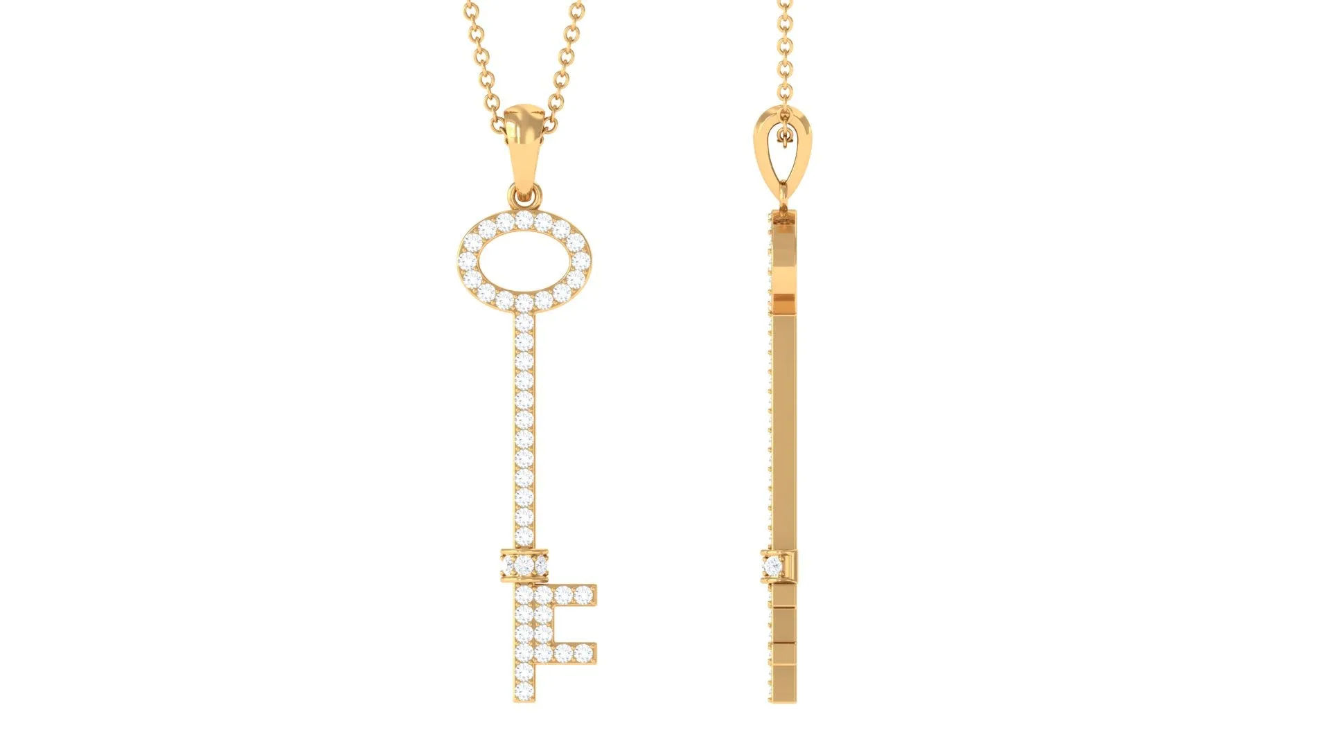 Certified Moissanite Key Pendant