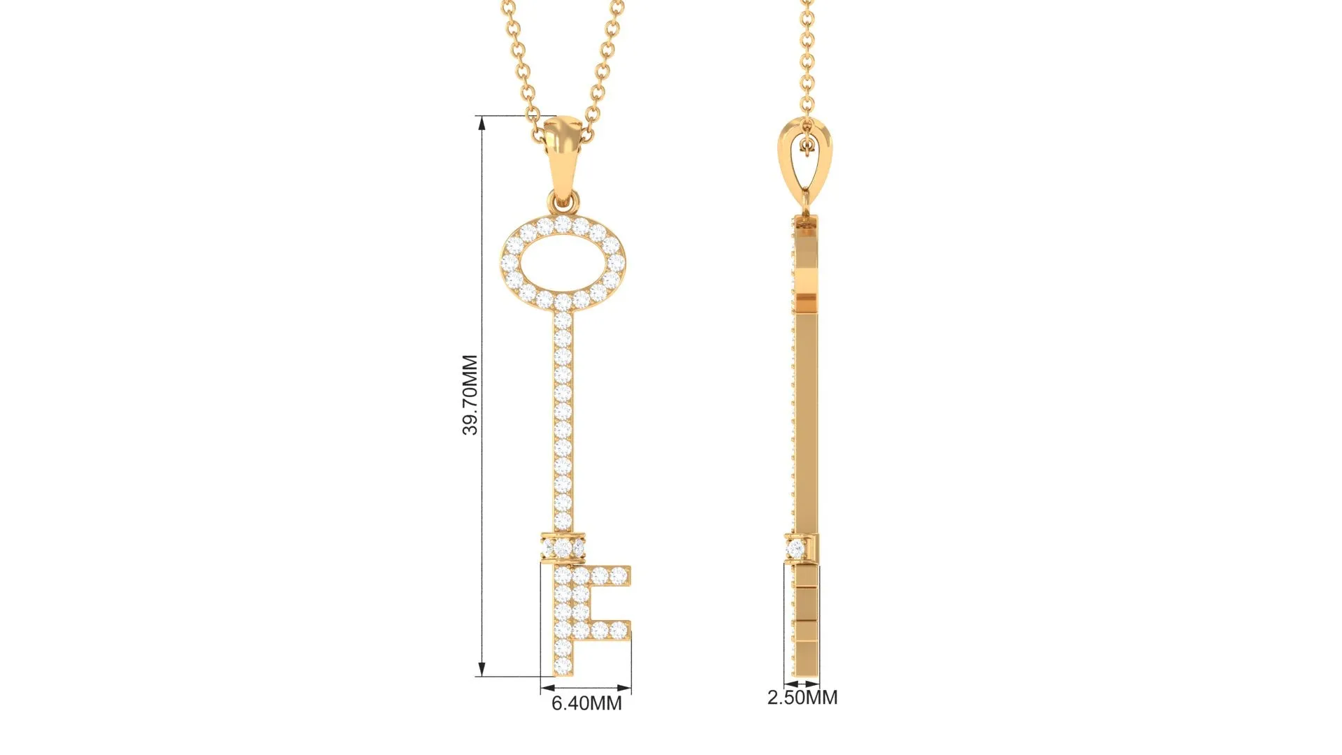 Certified Moissanite Key Pendant