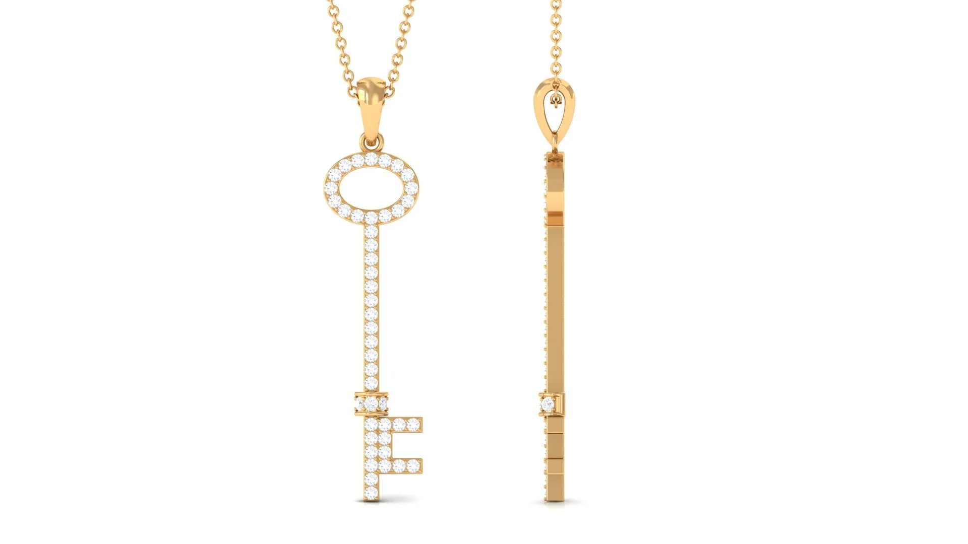 Certified Moissanite Key Pendant