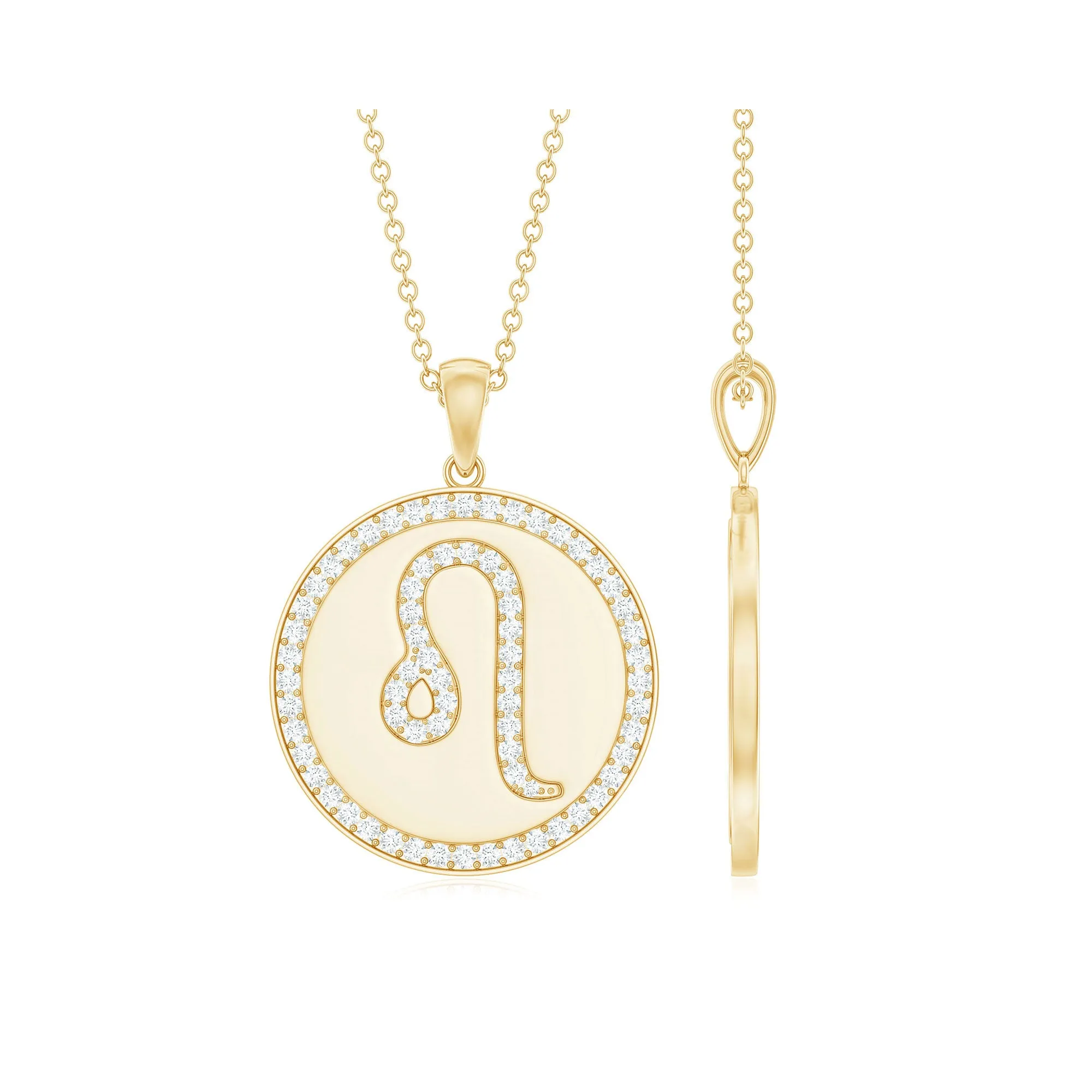 Certified Moissanite Leo Constellation Disc Pendant