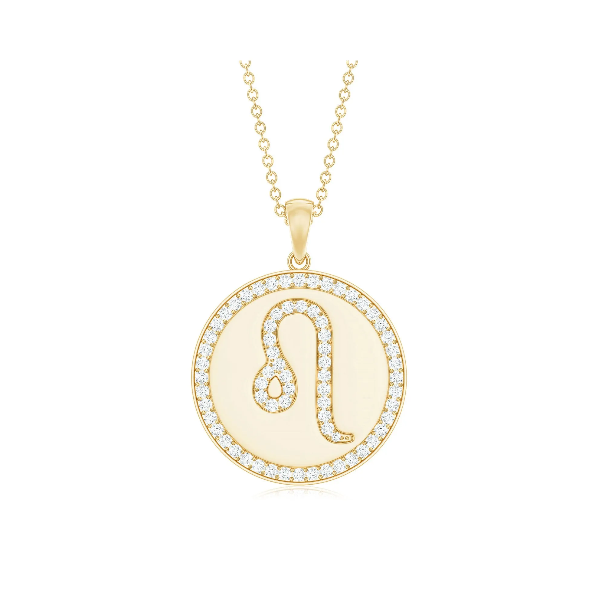 Certified Moissanite Leo Constellation Disc Pendant
