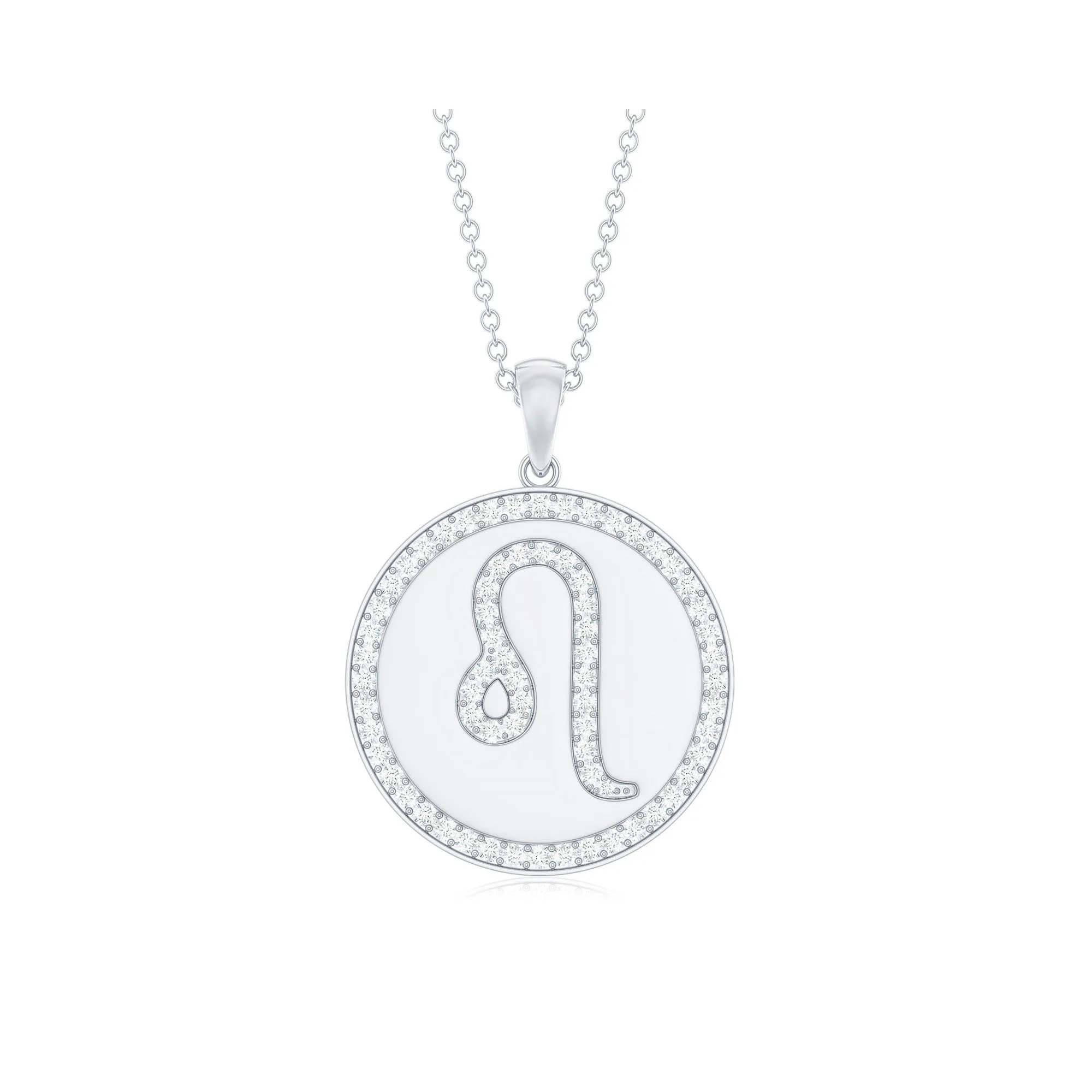 Certified Moissanite Leo Constellation Disc Pendant