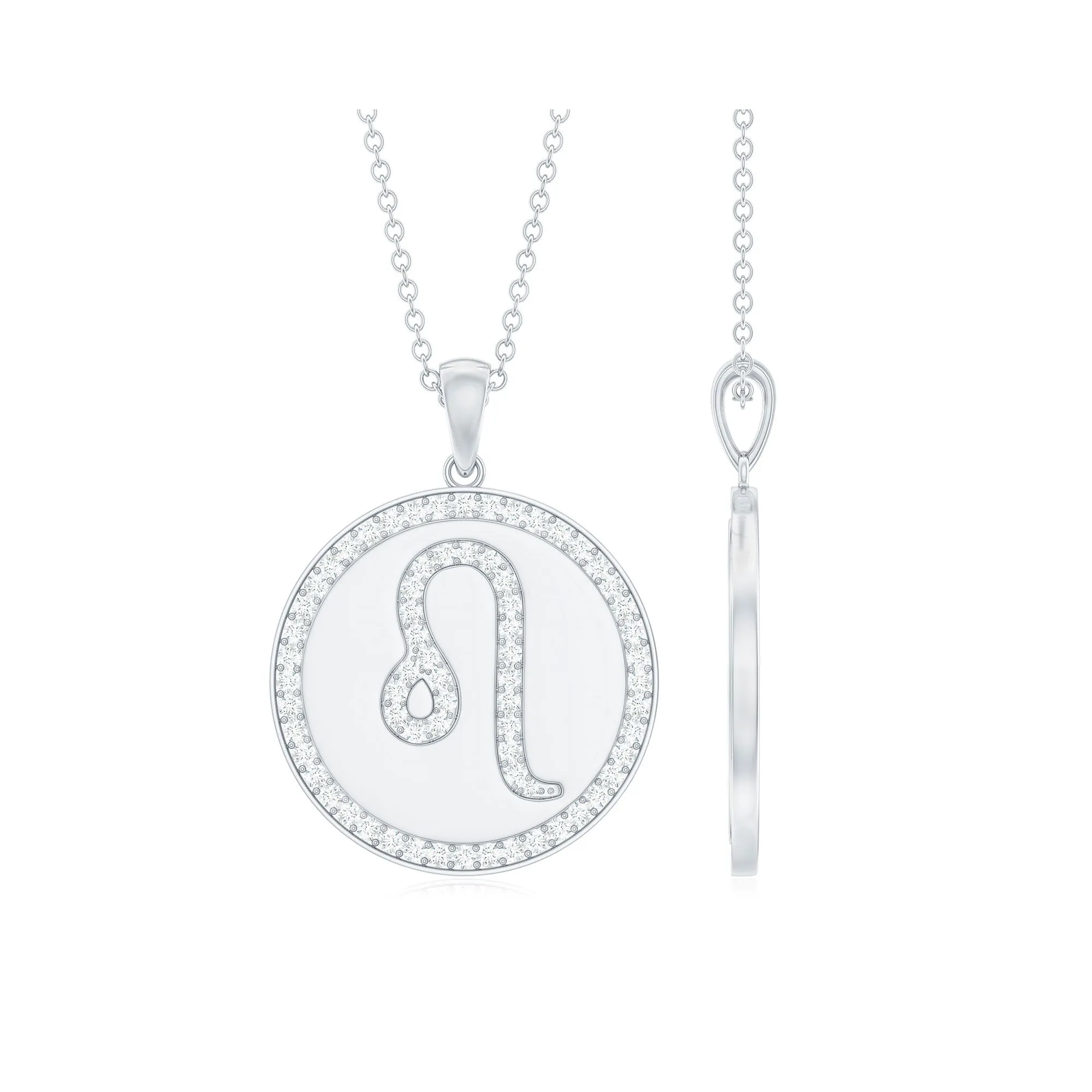 Certified Moissanite Leo Constellation Disc Pendant