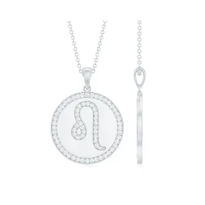 Certified Moissanite Leo Constellation Disc Pendant