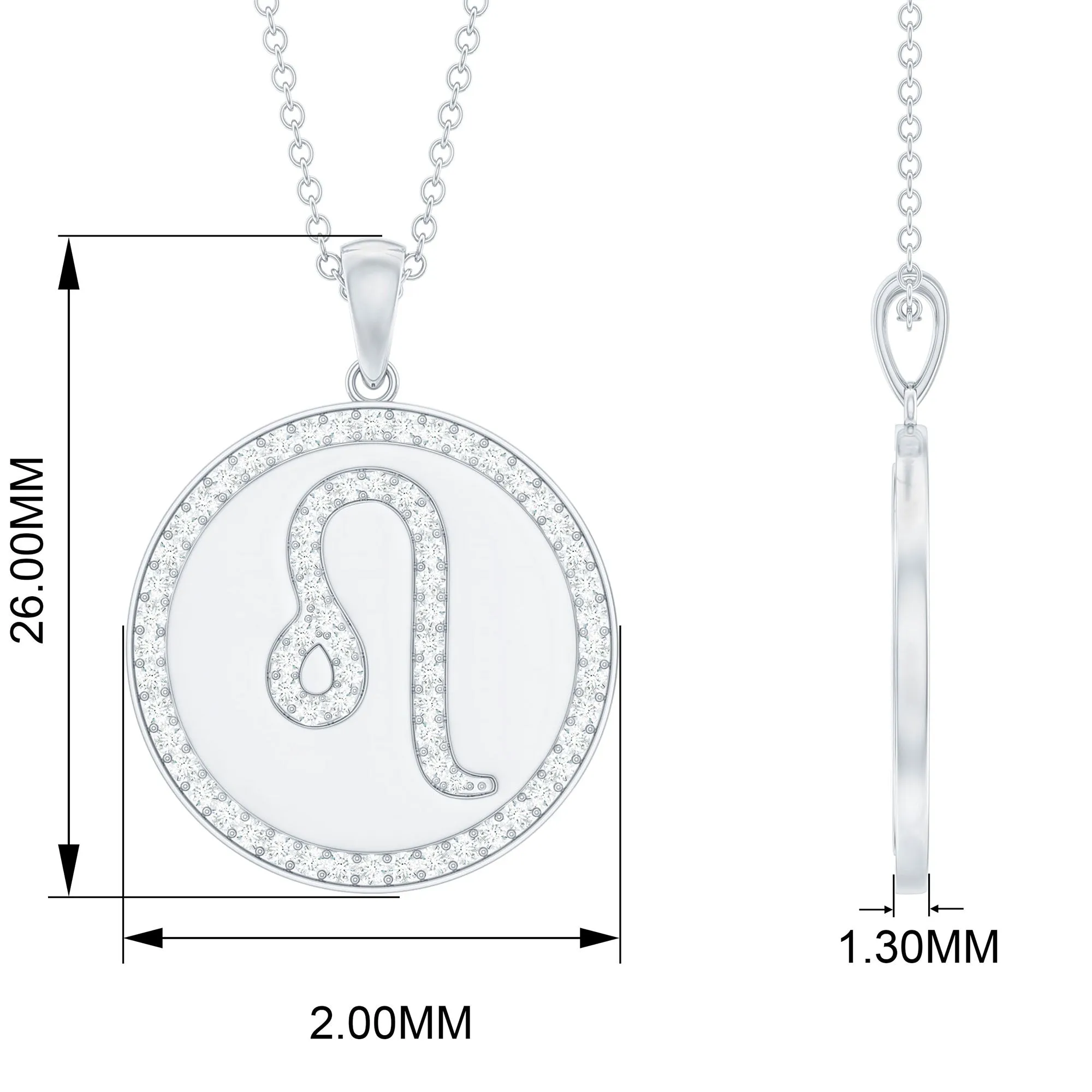 Certified Moissanite Leo Constellation Disc Pendant