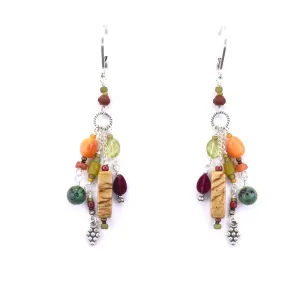 Chrysocolla, Garnet & Peridot Sterling Silver Earrings