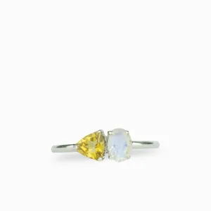Citrine and Rainbow Moonstone Ring