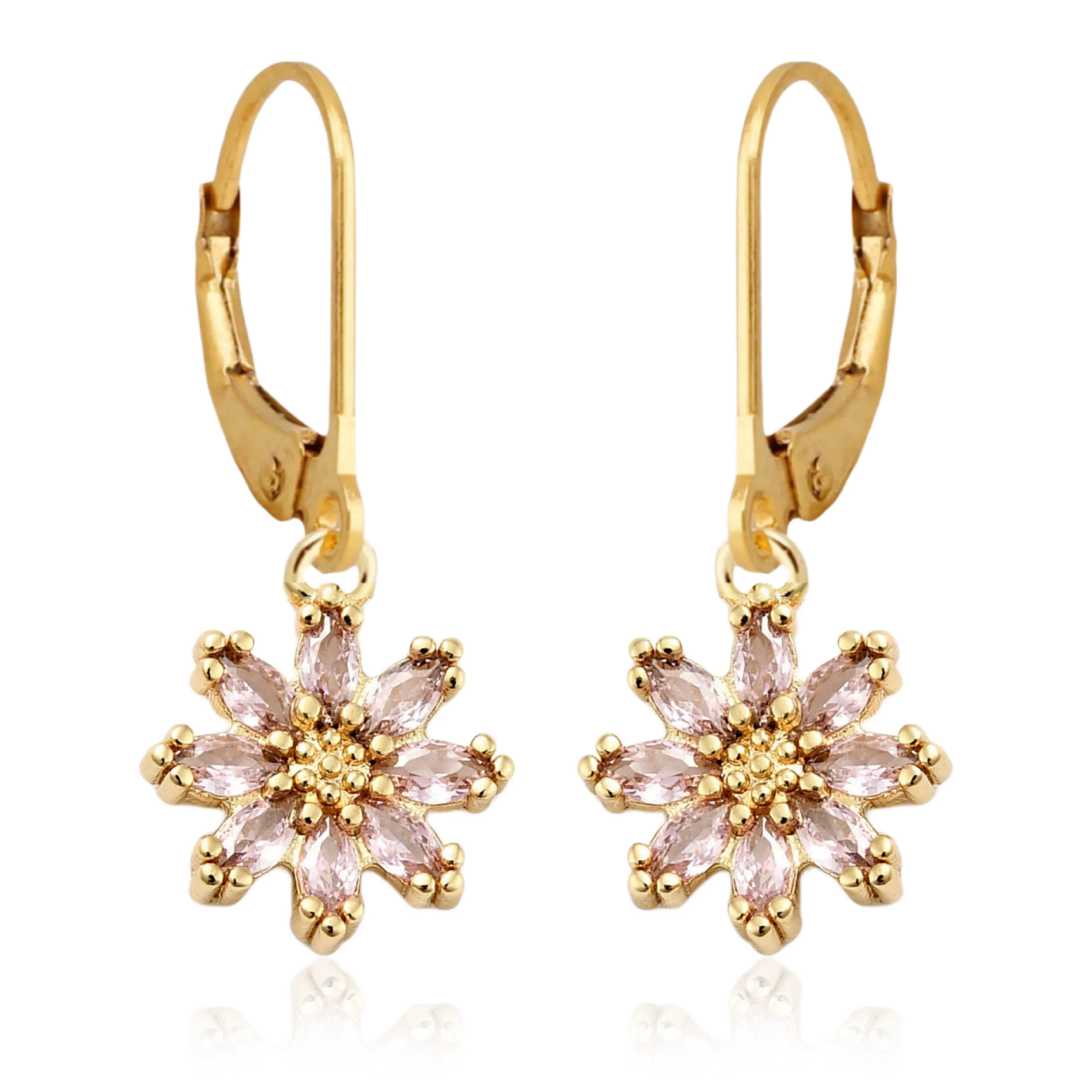 Colorful 8 Petal Flower Surgical Steel Earrings