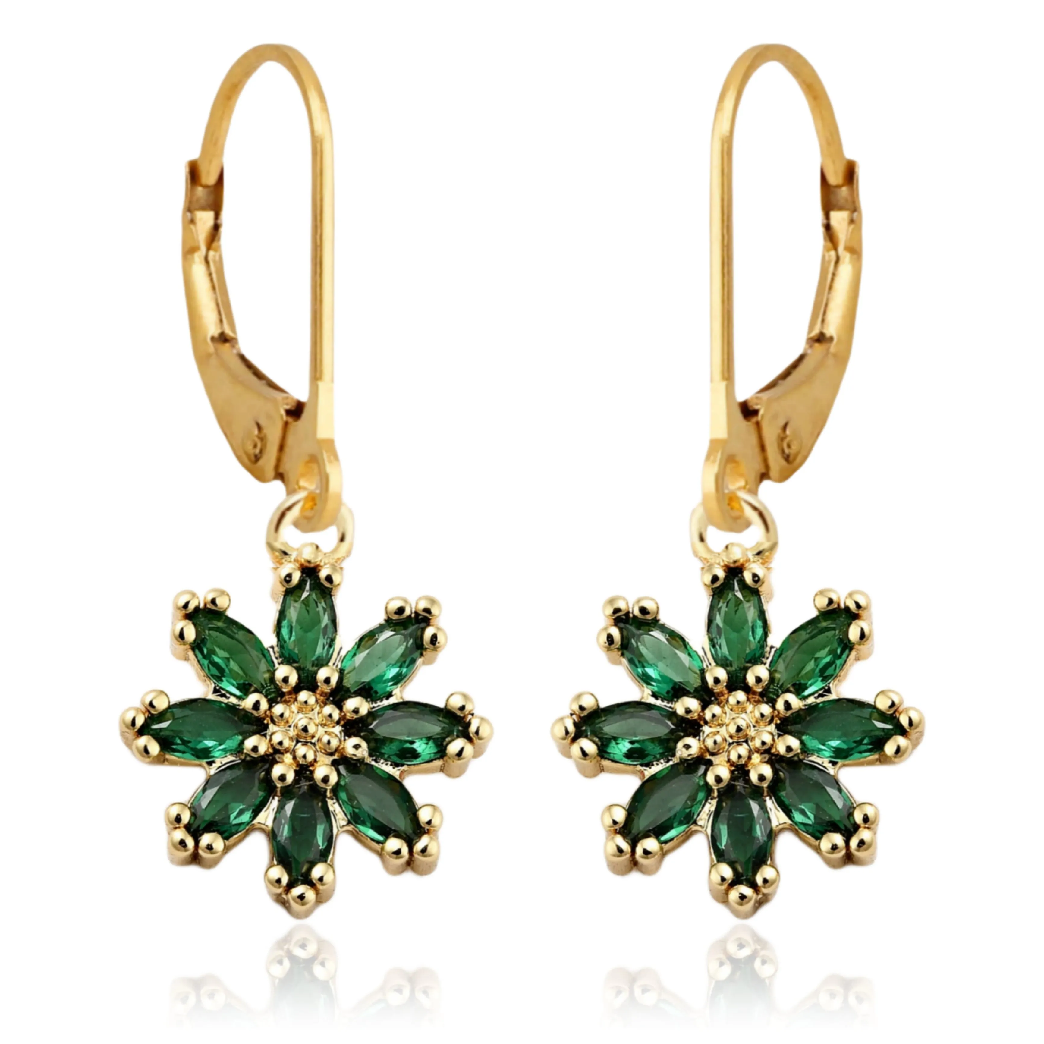 Colorful 8 Petal Flower Surgical Steel Earrings