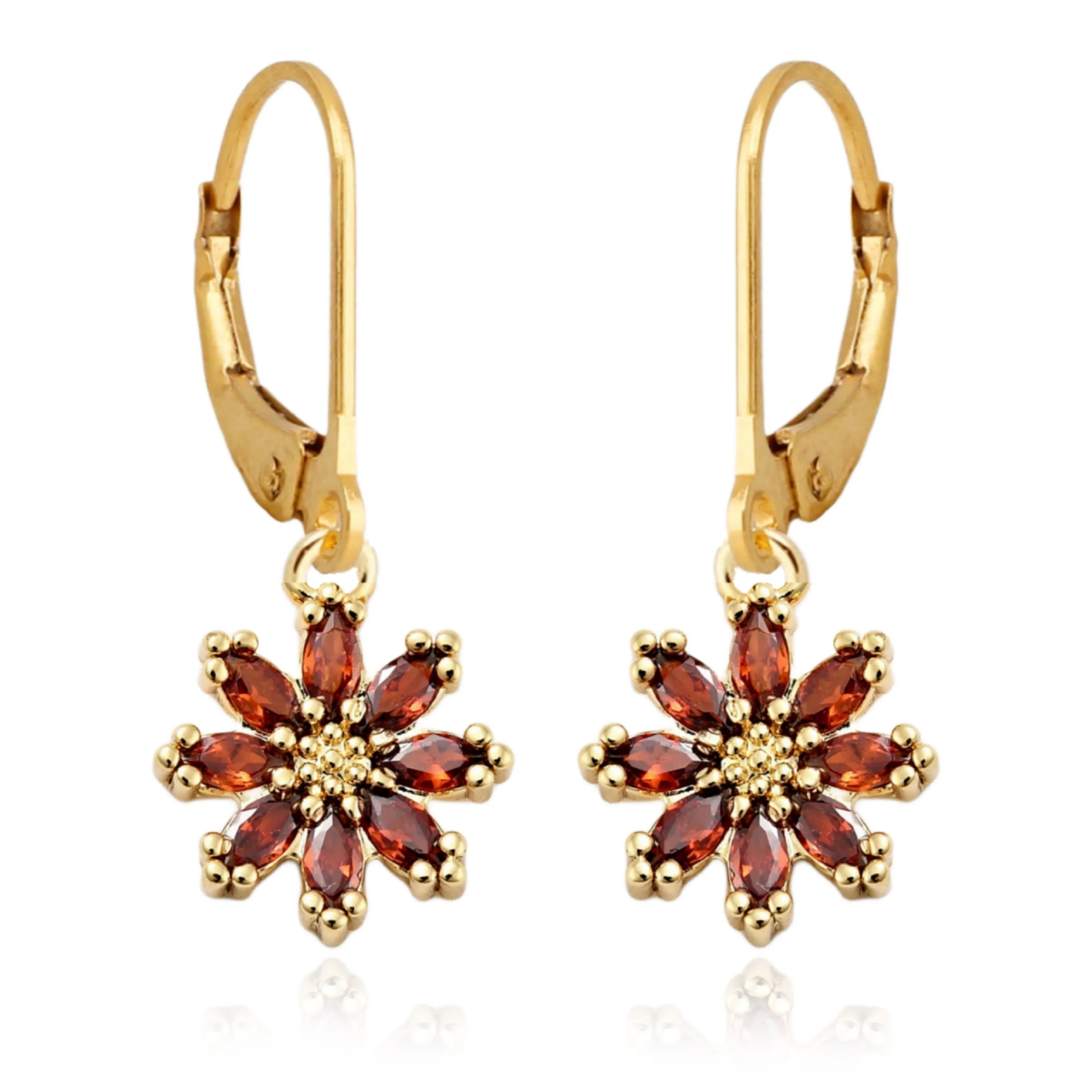 Colorful 8 Petal Flower Surgical Steel Earrings