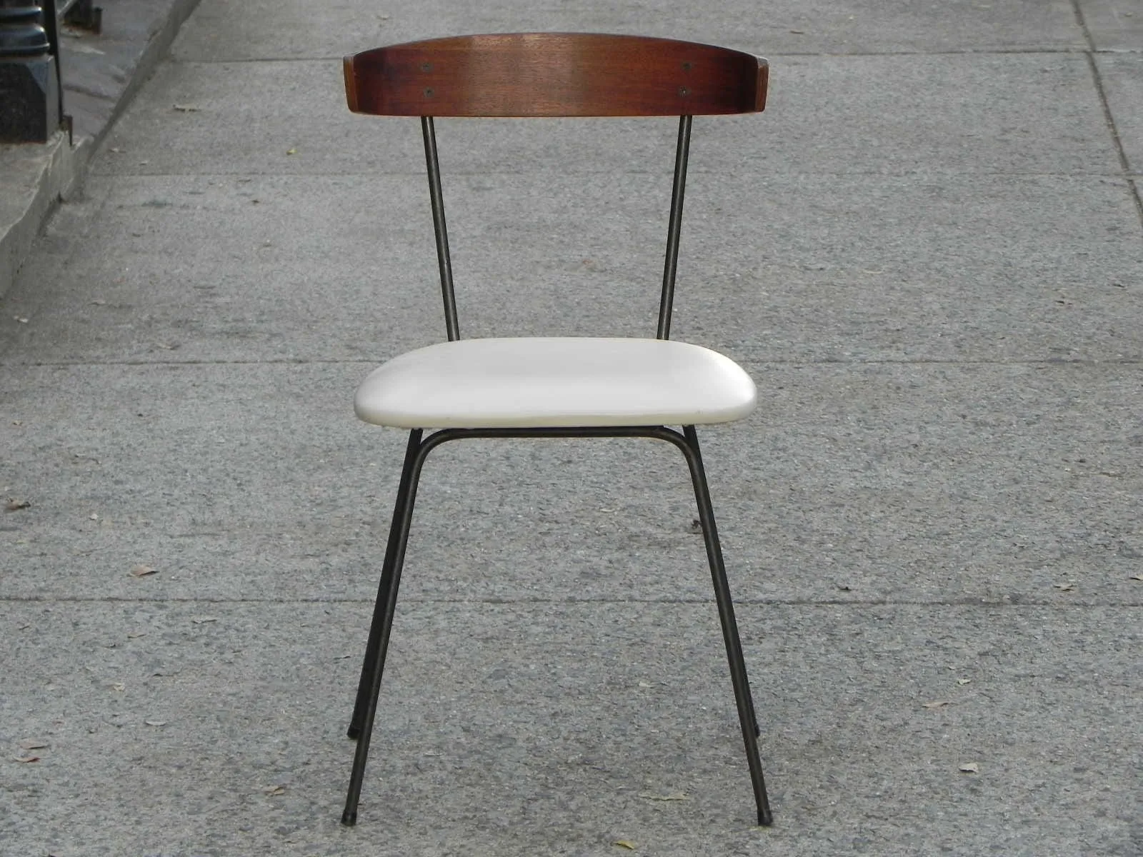 Compact Wood, Iron & Leather Dining Set - Nelson Miller Hairpin Leg Table with Two Pascoe Chairs