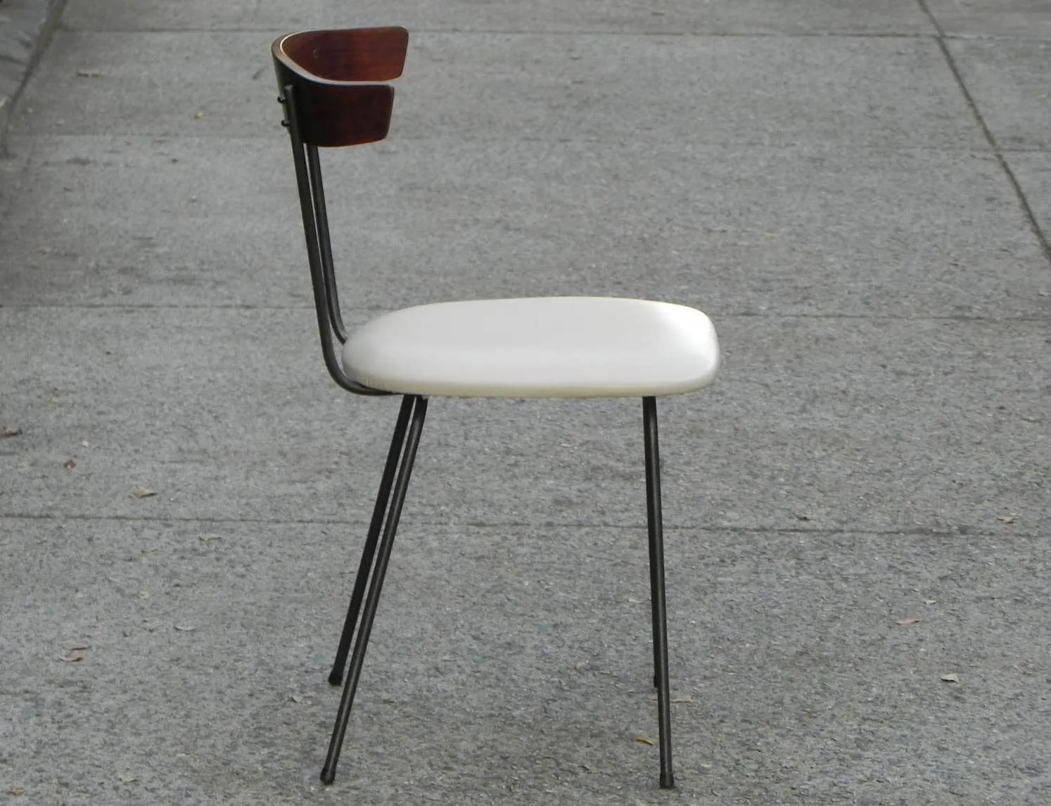 Compact Wood, Iron & Leather Dining Set - Nelson Miller Hairpin Leg Table with Two Pascoe Chairs