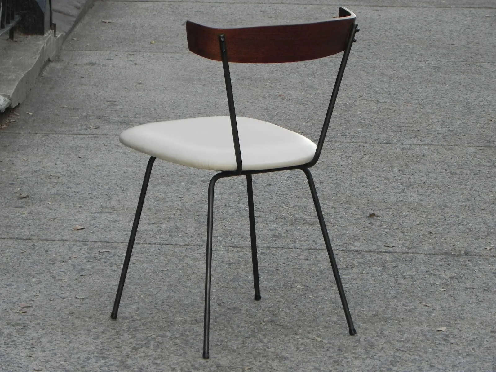 Compact Wood, Iron & Leather Dining Set - Nelson Miller Hairpin Leg Table with Two Pascoe Chairs