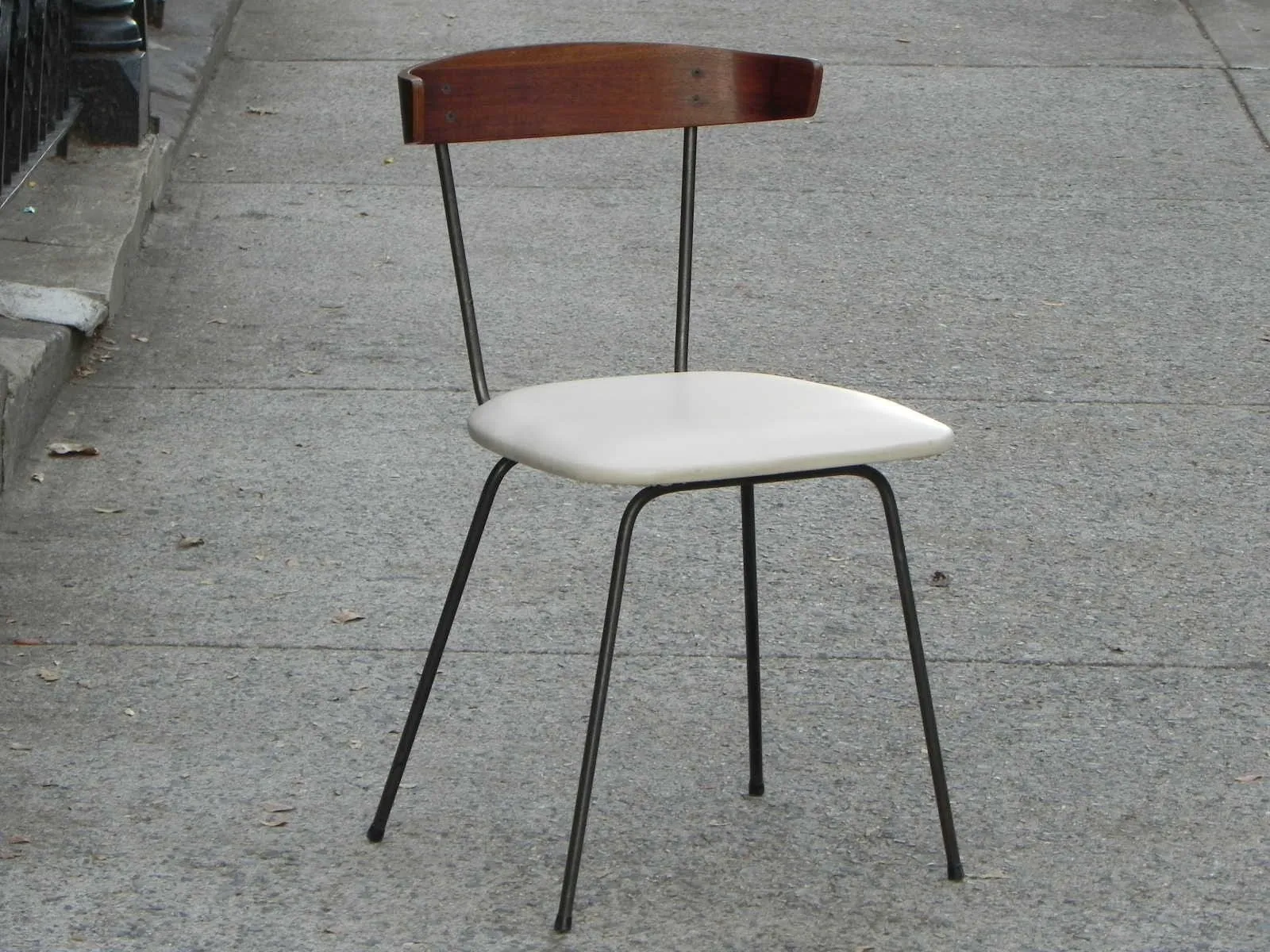 Compact Wood, Iron & Leather Dining Set - Nelson Miller Hairpin Leg Table with Two Pascoe Chairs