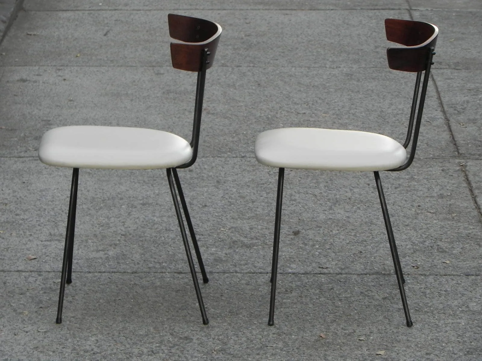 Compact Wood, Iron & Leather Dining Set - Nelson Miller Hairpin Leg Table with Two Pascoe Chairs