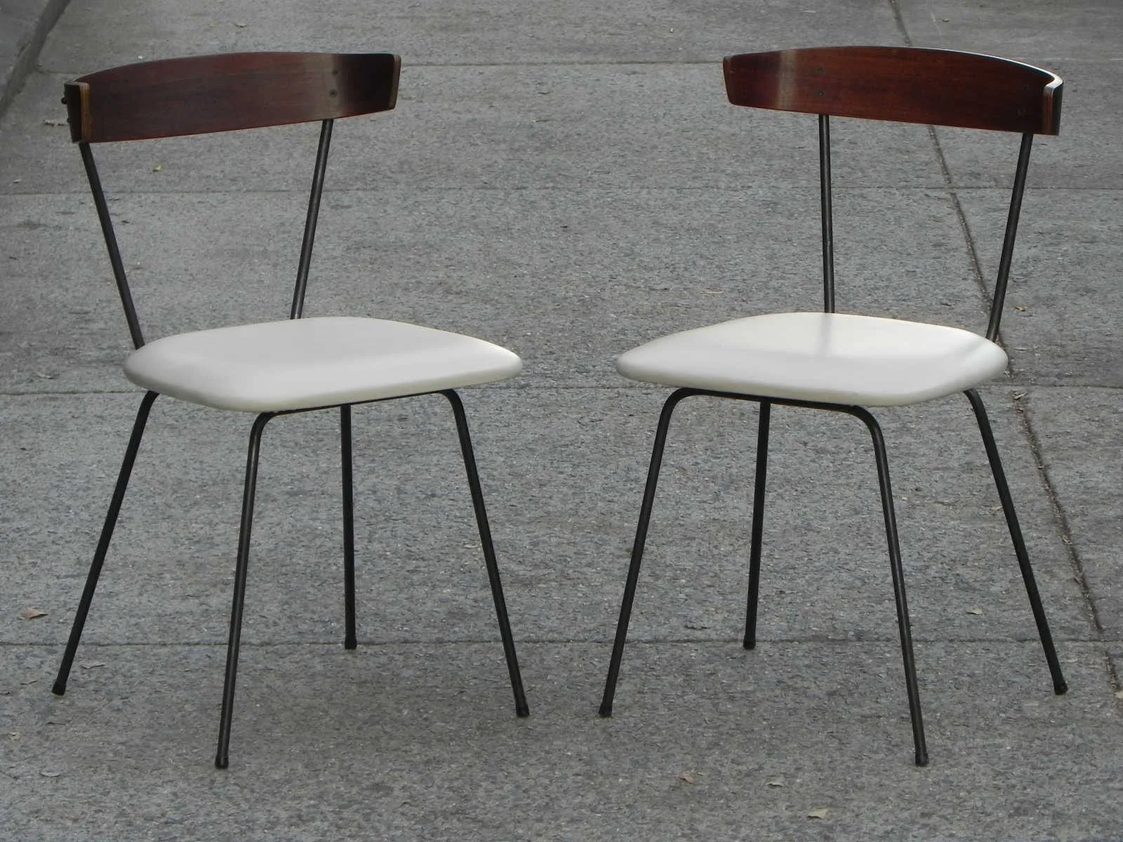 Compact Wood, Iron & Leather Dining Set - Nelson Miller Hairpin Leg Table with Two Pascoe Chairs