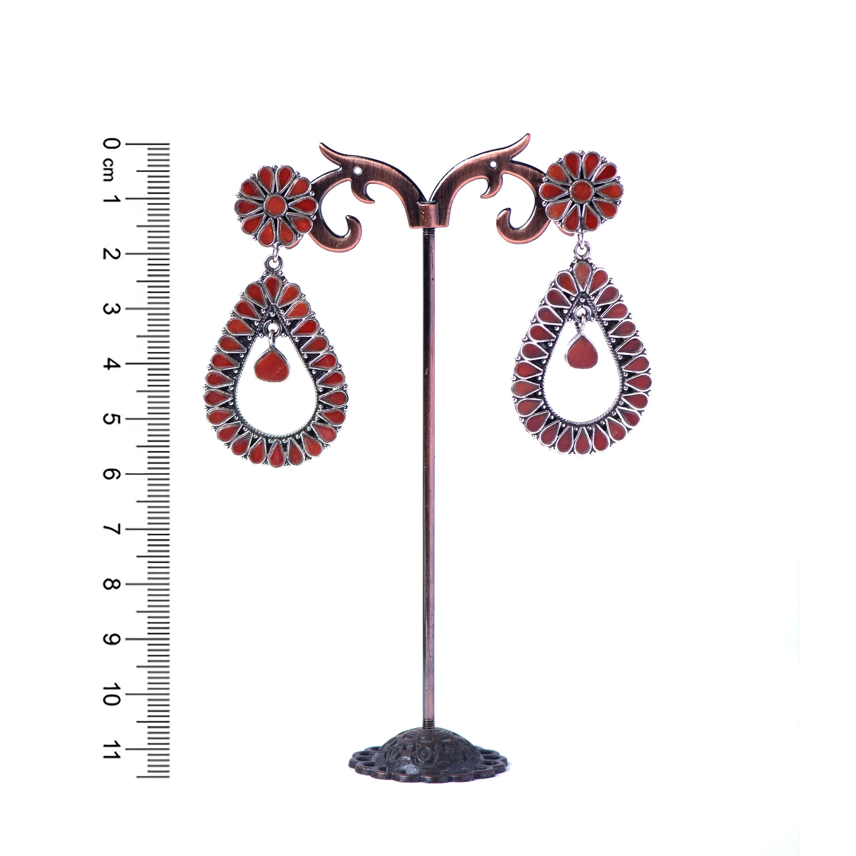 Coral Silver Earrings