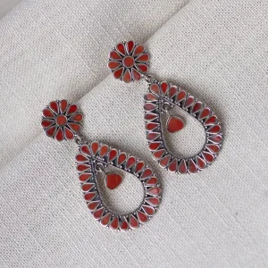 Coral Silver Earrings