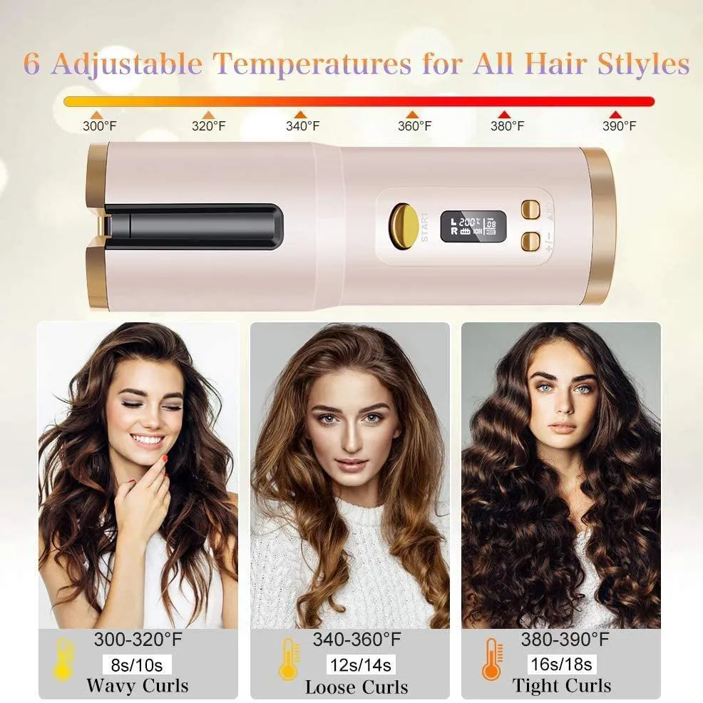 Cordless Automatic Portable Ceramic Barrel Hair Curler