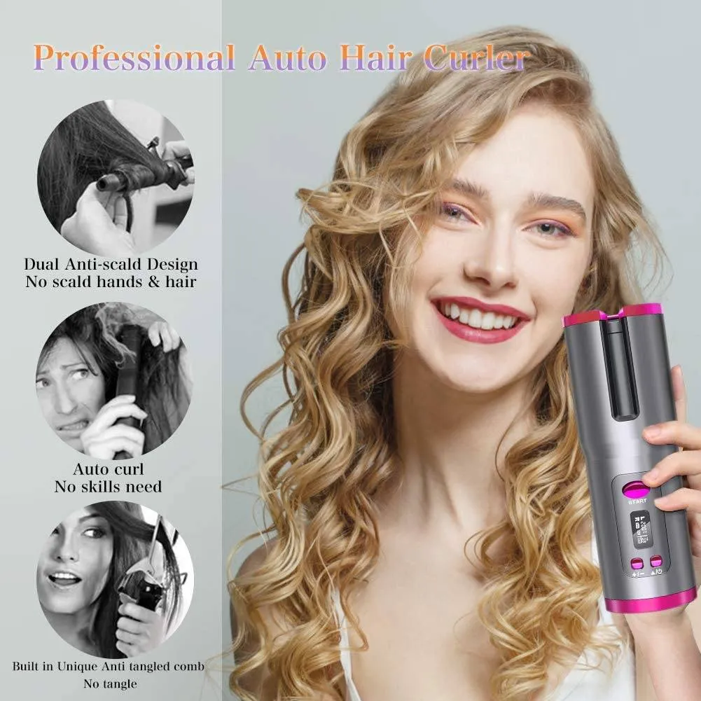 Cordless Automatic Portable Ceramic Barrel Hair Curler