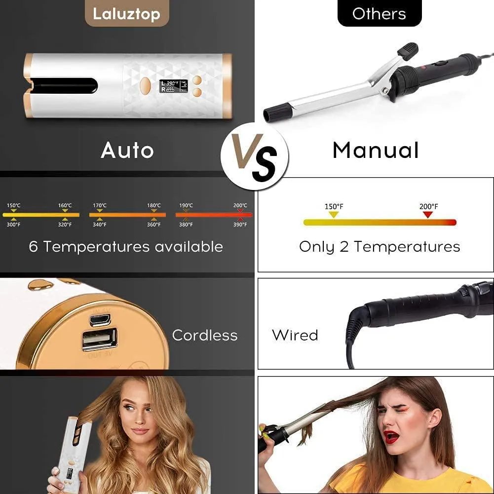 Cordless Automatic Portable Ceramic Barrel Hair Curler